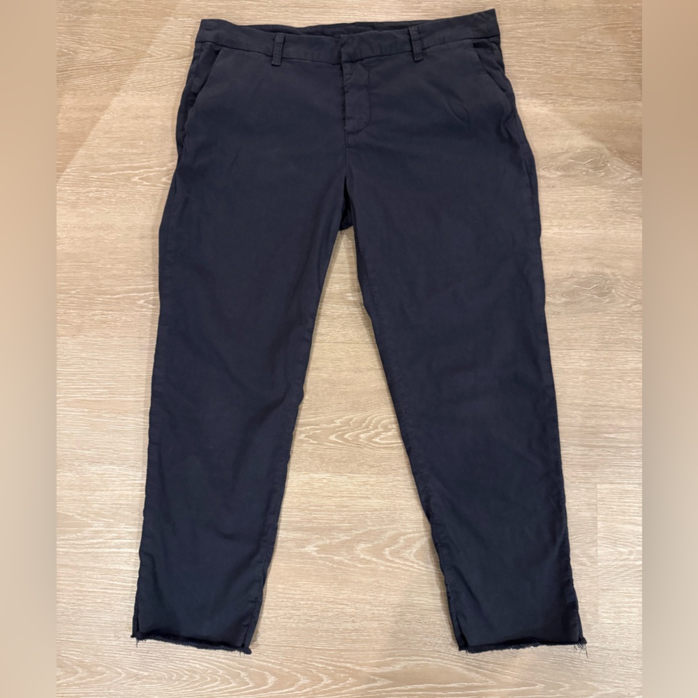 Frank & Eileen Navy Chino Pants Size 10 Raw Hem Cropped USA Made